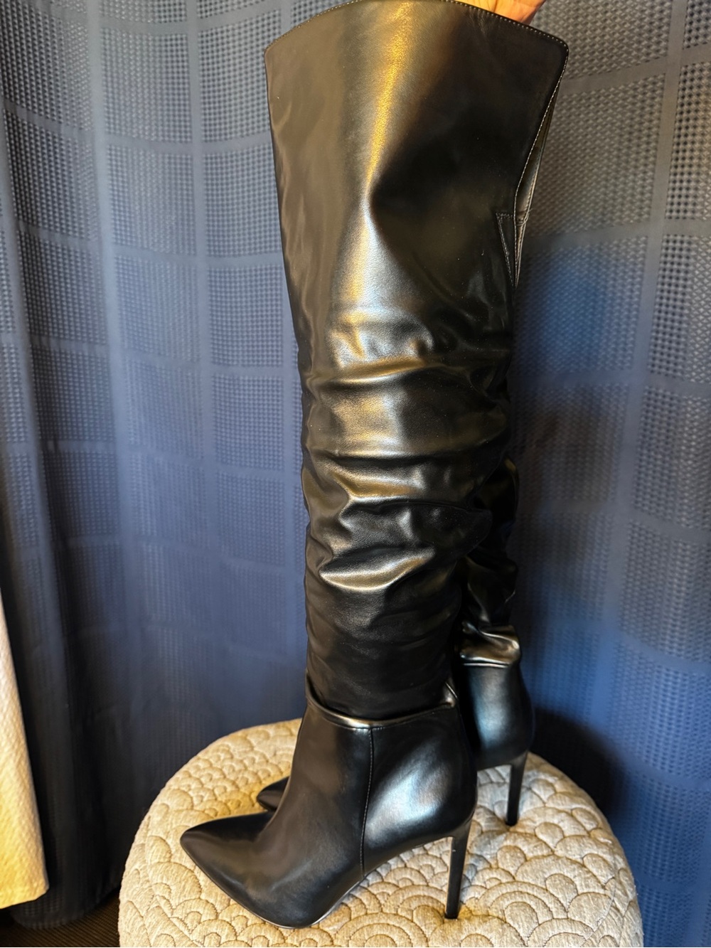 INC International Concepts sexy Black Over-the-Knee Pointed Stiletto Boots